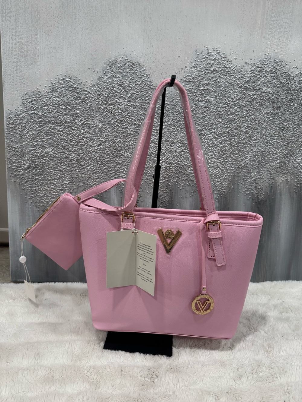 NWT Valentino Orlandi Pink Staffiano Tote Bag With Wallet